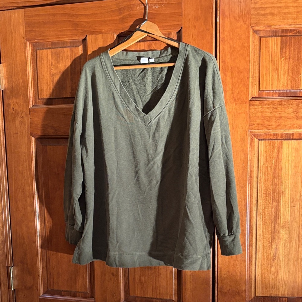 GAP Olive Green V-Neck Oversized Sweatshirt